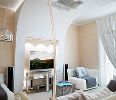 Разработка дизайна интерьера для квартиры на проспекте Патриотов: гостиная, фото 2