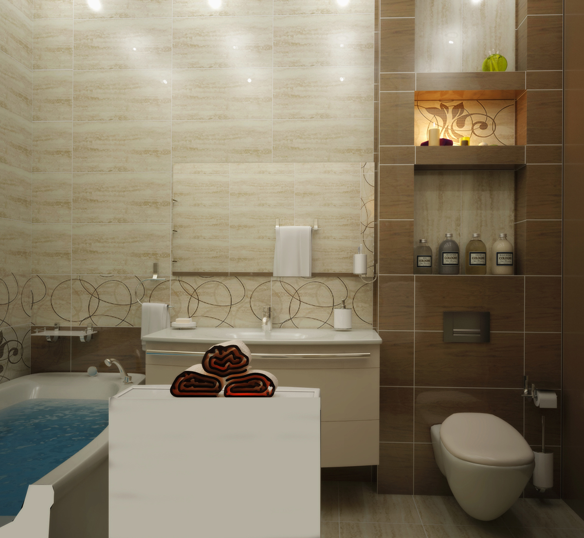 Разработка дизайна для коттеджа в поселке Ямное: ванная коната, фото 3