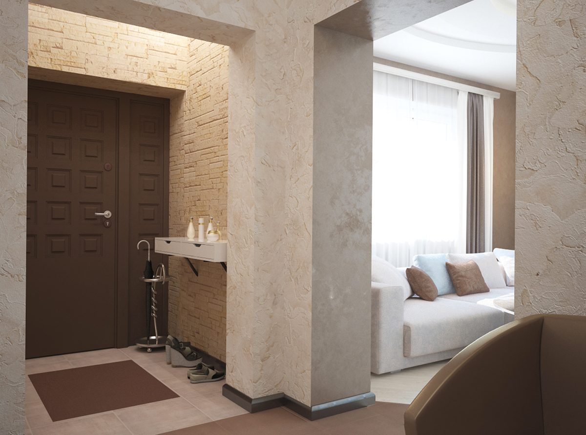 Разработка дизайна интерьера для коттеджа в Воронеже: прихожая, фото 1 Разработка дизайна интерьера для коттеджа в Воронеже: прихожая, фото 1