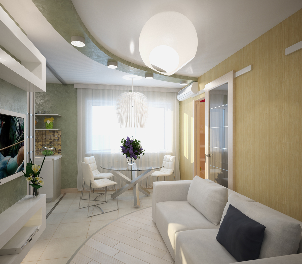 Разработка дизайна интерьера для квартиры на улице Таранченко: гостиная, фото 3