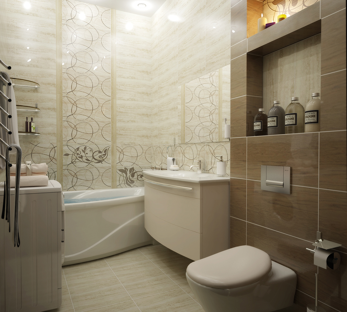 Разработка дизайна для коттеджа в поселке Ямное: ванная коната, фото 1