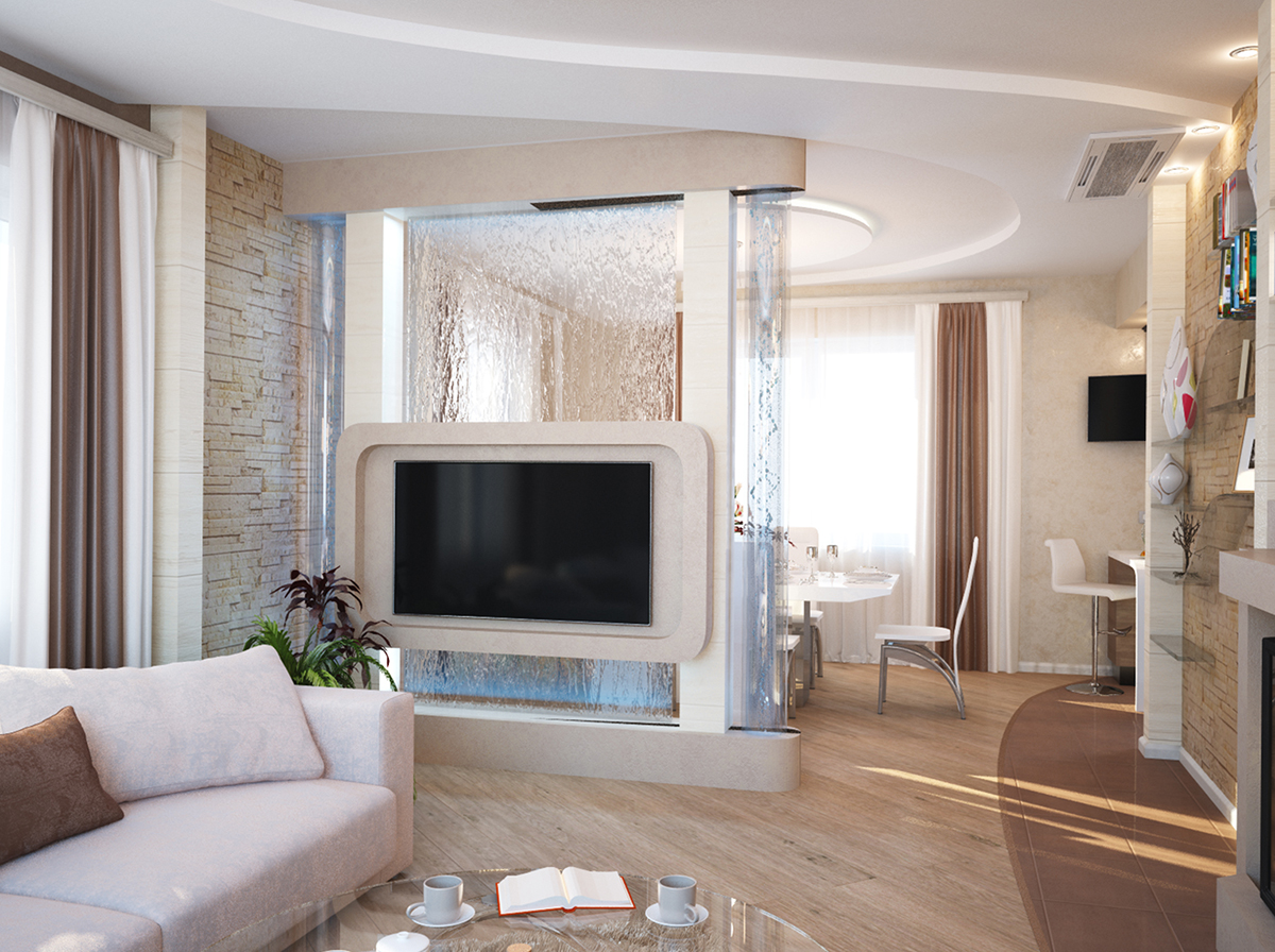 Разработка дизайна интерьера для коттеджа в Воронеже: гостиная, фото 2 Разработка дизайна интерьера для коттеджа в Воронеже: гостиная, фото 2