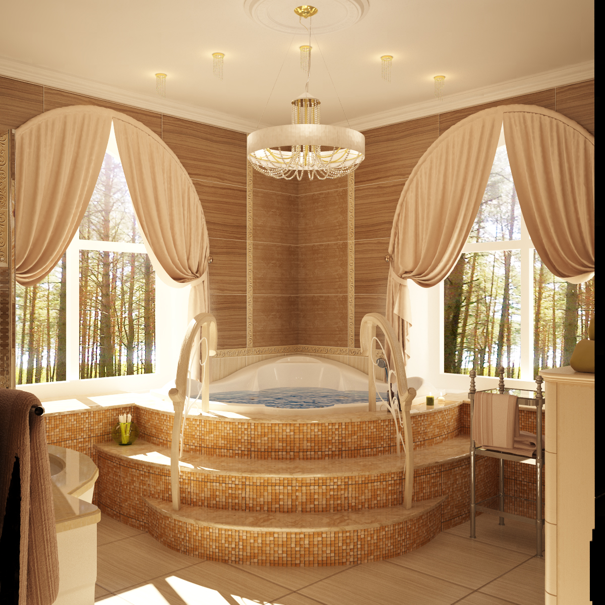 Разработка и реализация дизайн проекта коттеджа в поселке Ямное: ванная комната, фото 5 Разработка и реализация дизайн проекта коттеджа в поселке Ямное: ванная комната, фото 5