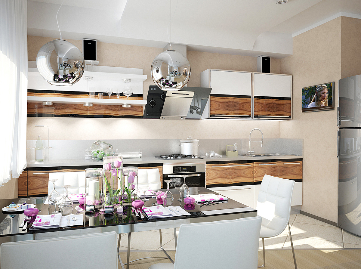 Разработка дизайна интерьера для квартиры на проспекте Патриотов: кухня, фото 2