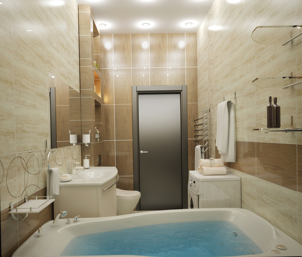 Разработка дизайна для коттеджа в поселке Ямное: ванная коната, фото 2