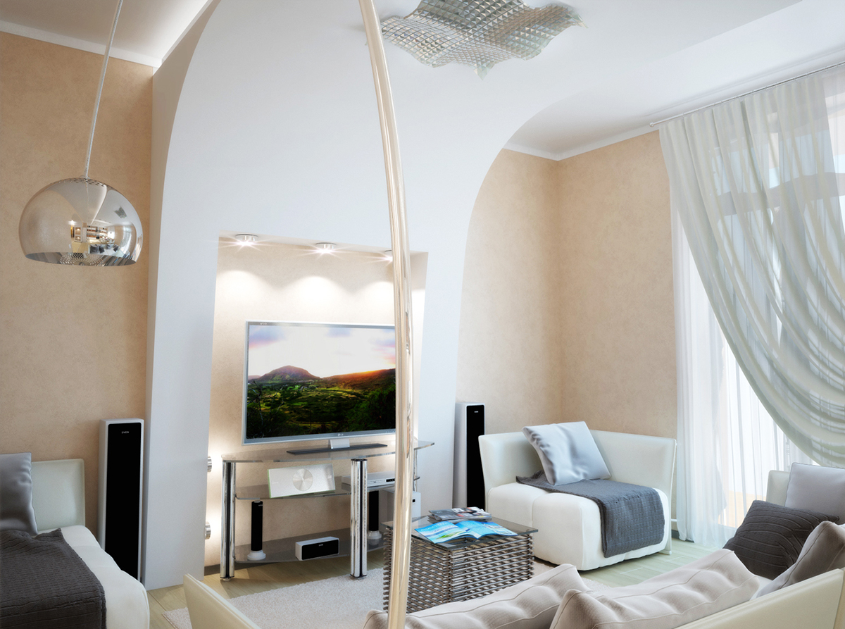 Разработка дизайна интерьера для квартиры на проспекте Патриотов: гостиная, фото 2