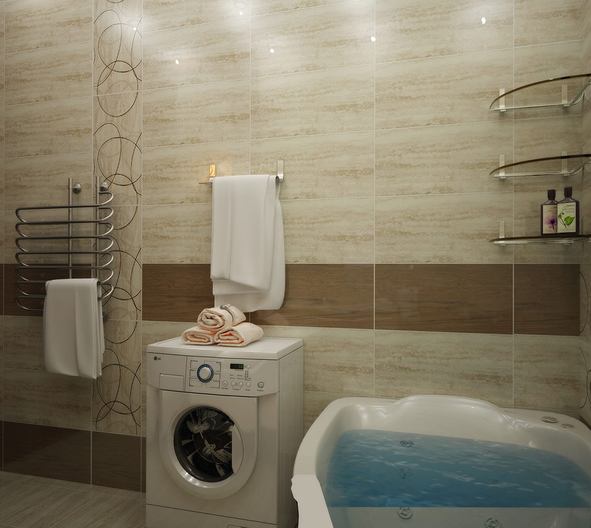 Разработка дизайна для коттеджа в поселке Ямное: ванная коната, фото 4