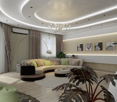Комплектация интерьера гостиной с круглым диваном в Воронеже и области