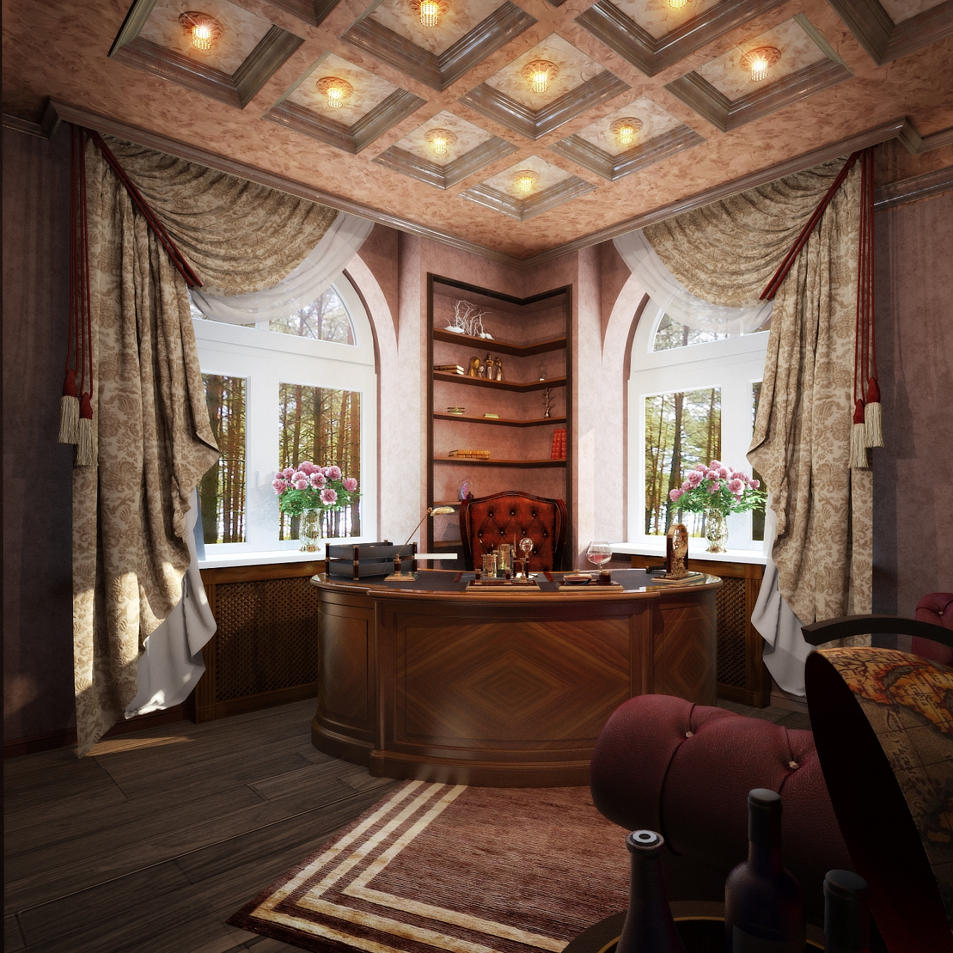 Разработка и реализация дизайн проекта коттеджа в поселке Ямное: кабинет, фото 1 Разработка и реализация дизайн проекта коттеджа в поселке Ямное: кабинет, фото 1