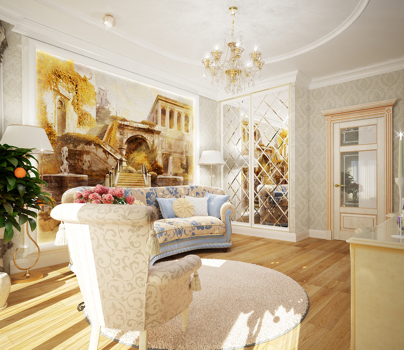 Разработка и реализация дизайн проекта коттеджа в поселке Ямное: гостиная, фото 7 Разработка и реализация дизайн проекта коттеджа в поселке Ямное: гостиная, фото 7