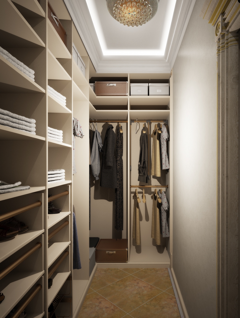 Разработка и реализация дизайн проекта коттеджа в поселке Ямное: гардеробная, фото 2 Разработка и реализация дизайн проекта коттеджа в поселке Ямное: гардеробная, фото 2