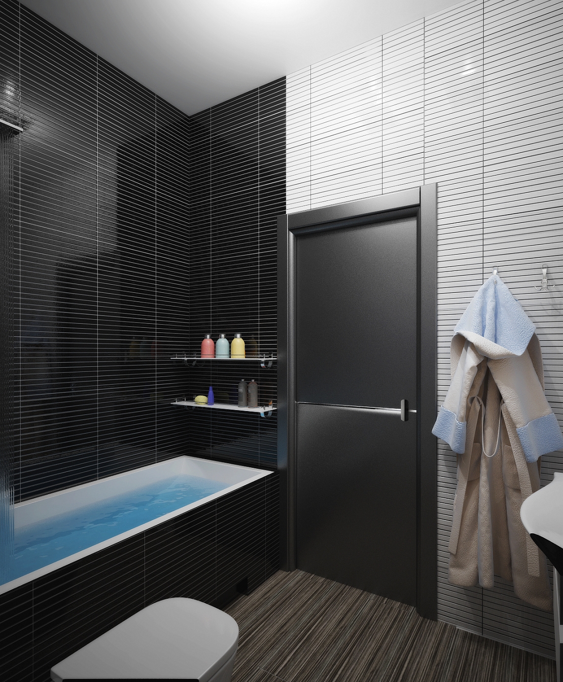 Разработка дизайна интерьера для квартиры на проспекте Патриотов: ванная комната, фото 2 Разработка дизайна интерьера для квартиры на проспекте Патриотов: ванная комната, фото 2