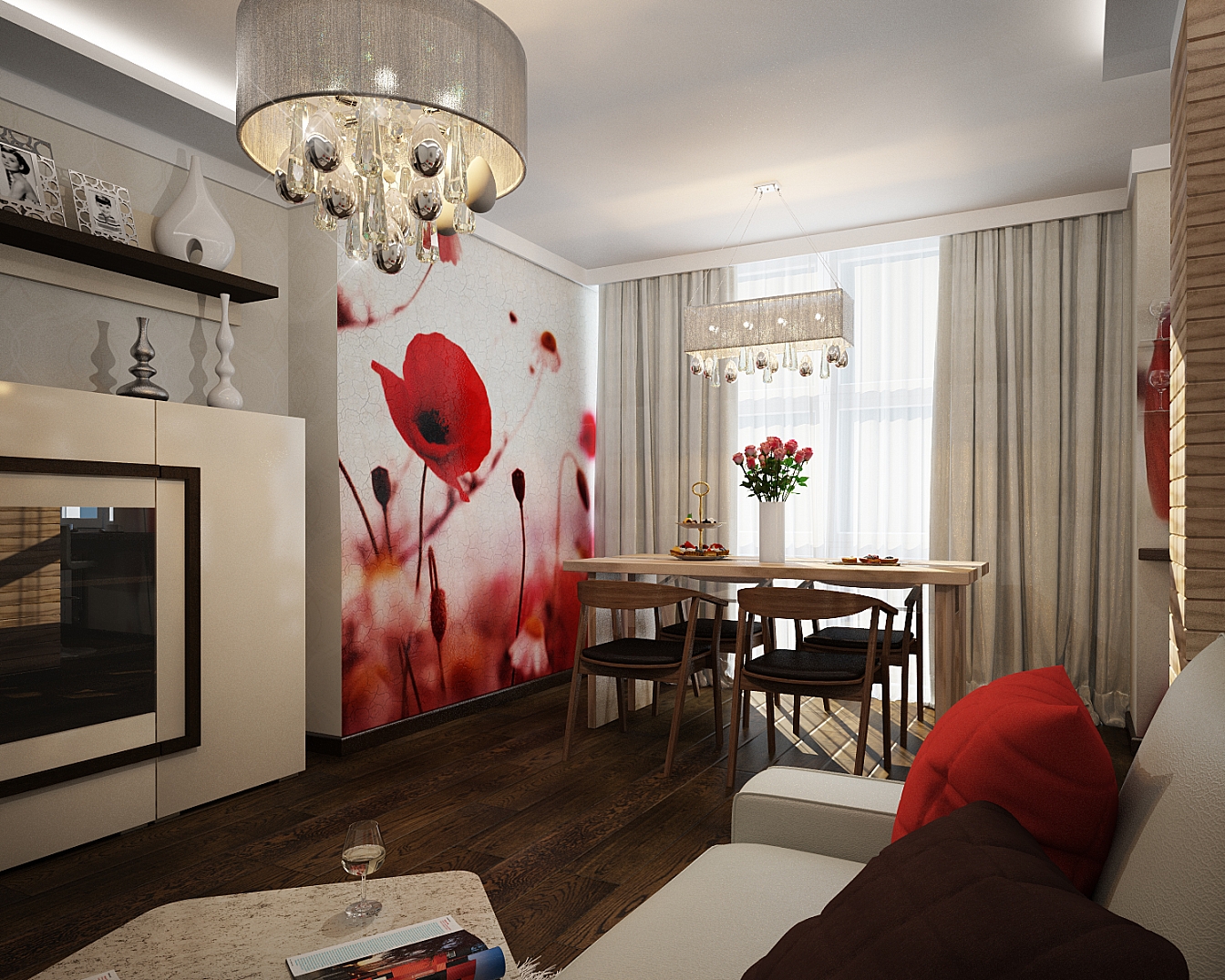 Разработка дизайна квартиры на Димитрова: гостиная, фото 3