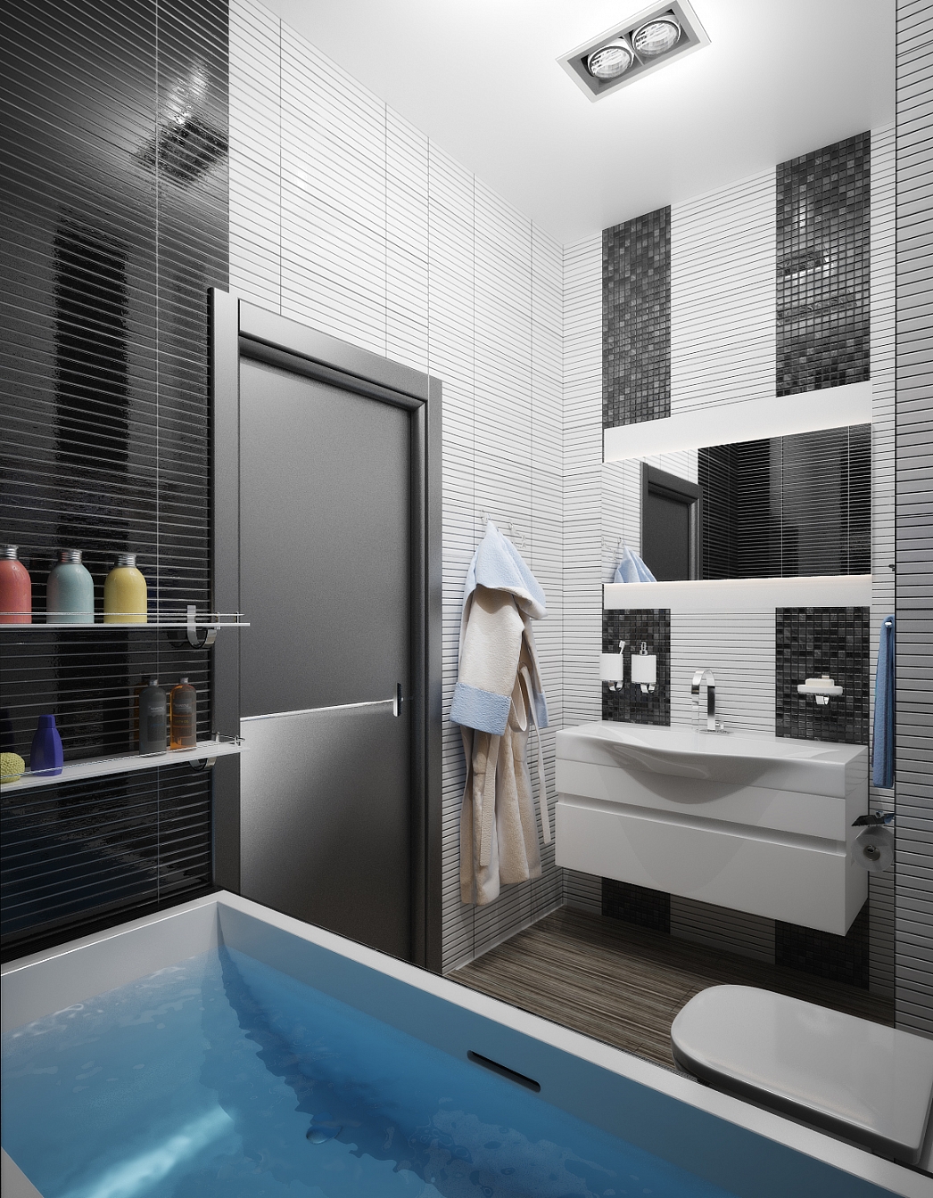 Разработка дизайна интерьера для квартиры на проспекте Патриотов: ванная комната, фото 4 Разработка дизайна интерьера для квартиры на проспекте Патриотов: ванная комната, фото 4