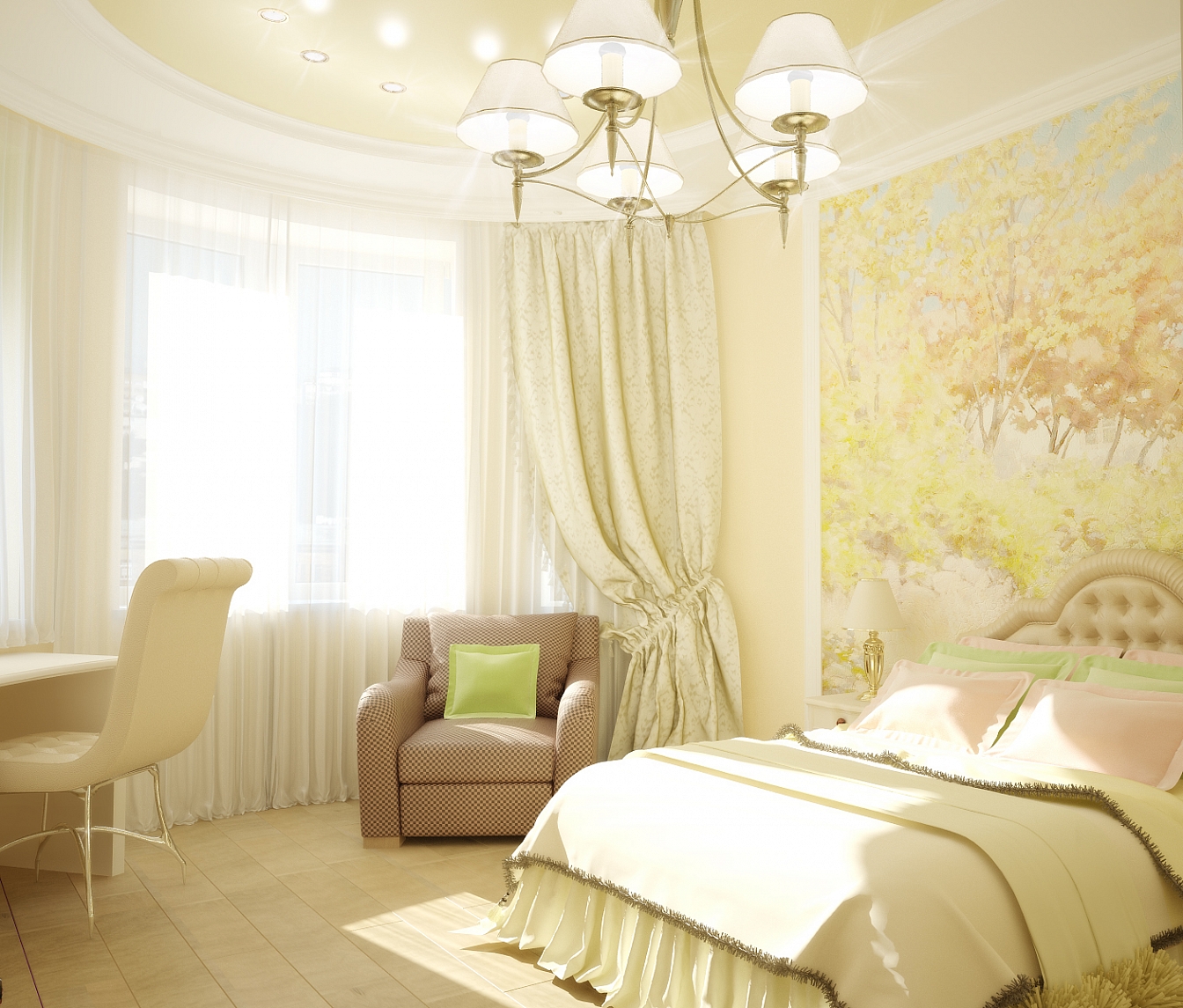 Разработка и реализация дизайн проекта коттеджа в поселке Ямное: спальня, фото 2 Разработка и реализация дизайн проекта коттеджа в поселке Ямное: спальня, фото 2