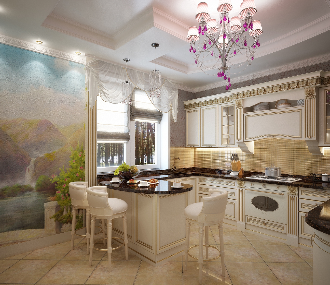 Разработка и реализация дизайн проекта коттеджа в поселке Ямное: кухня, фото 1 Разработка и реализация дизайн проекта коттеджа в поселке Ямное: кухня, фото 1