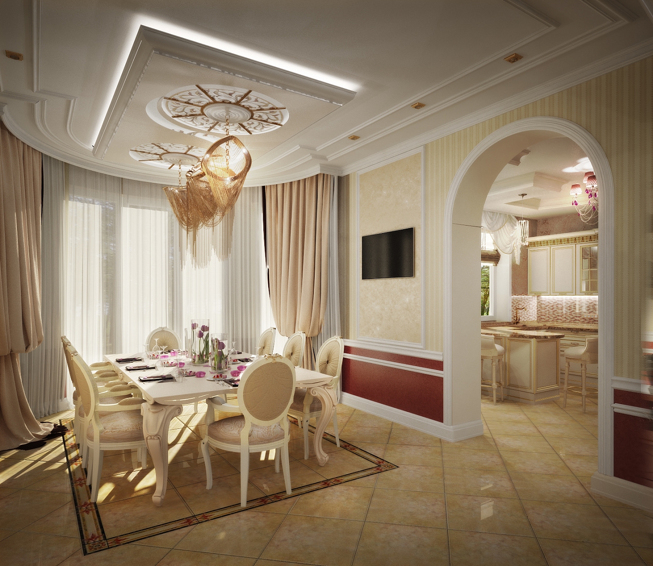 Разработка и реализация дизайн проекта коттеджа в поселке Ямное: столовая, фото 3 Разработка и реализация дизайн проекта коттеджа в поселке Ямное: столовая, фото 3