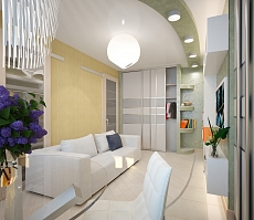 Разработка дизайна интерьера для квартиры на улице Таранченко: гостиная, фото 2
