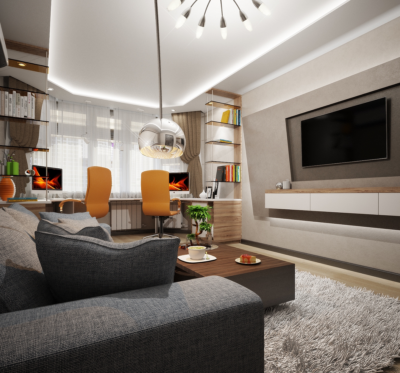 Дизайн проект дома на Владимира Невского: гостиная, фото 6