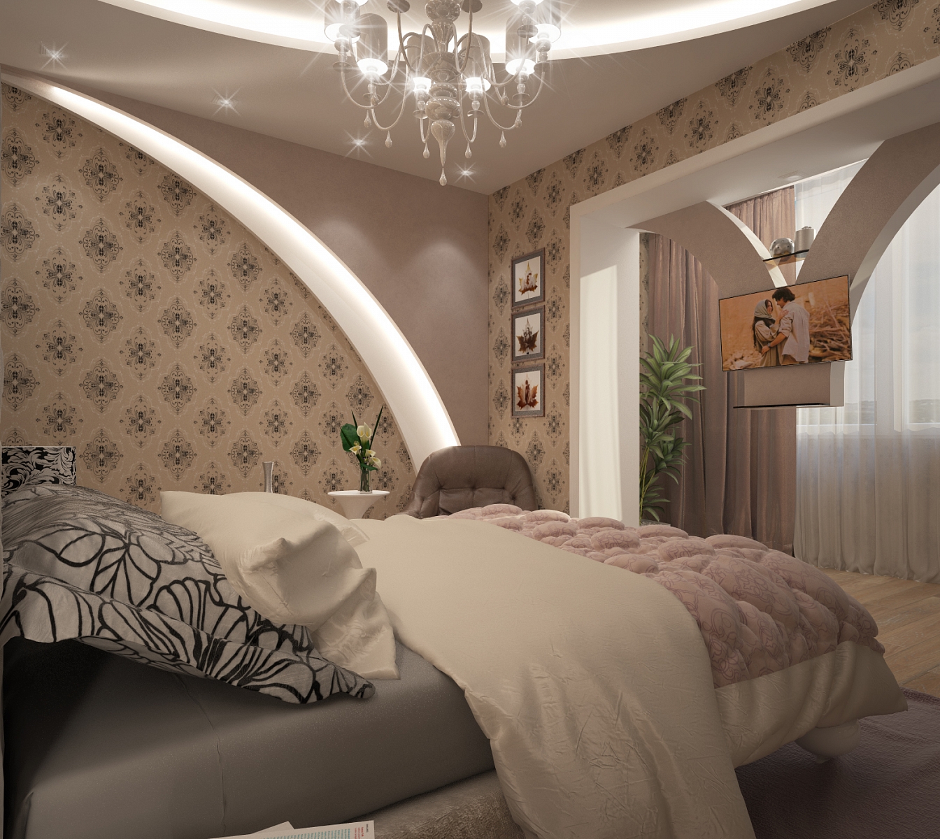 Разработка дизайн проекта квартиры на Большой Манежной 5: спальня, фото 4