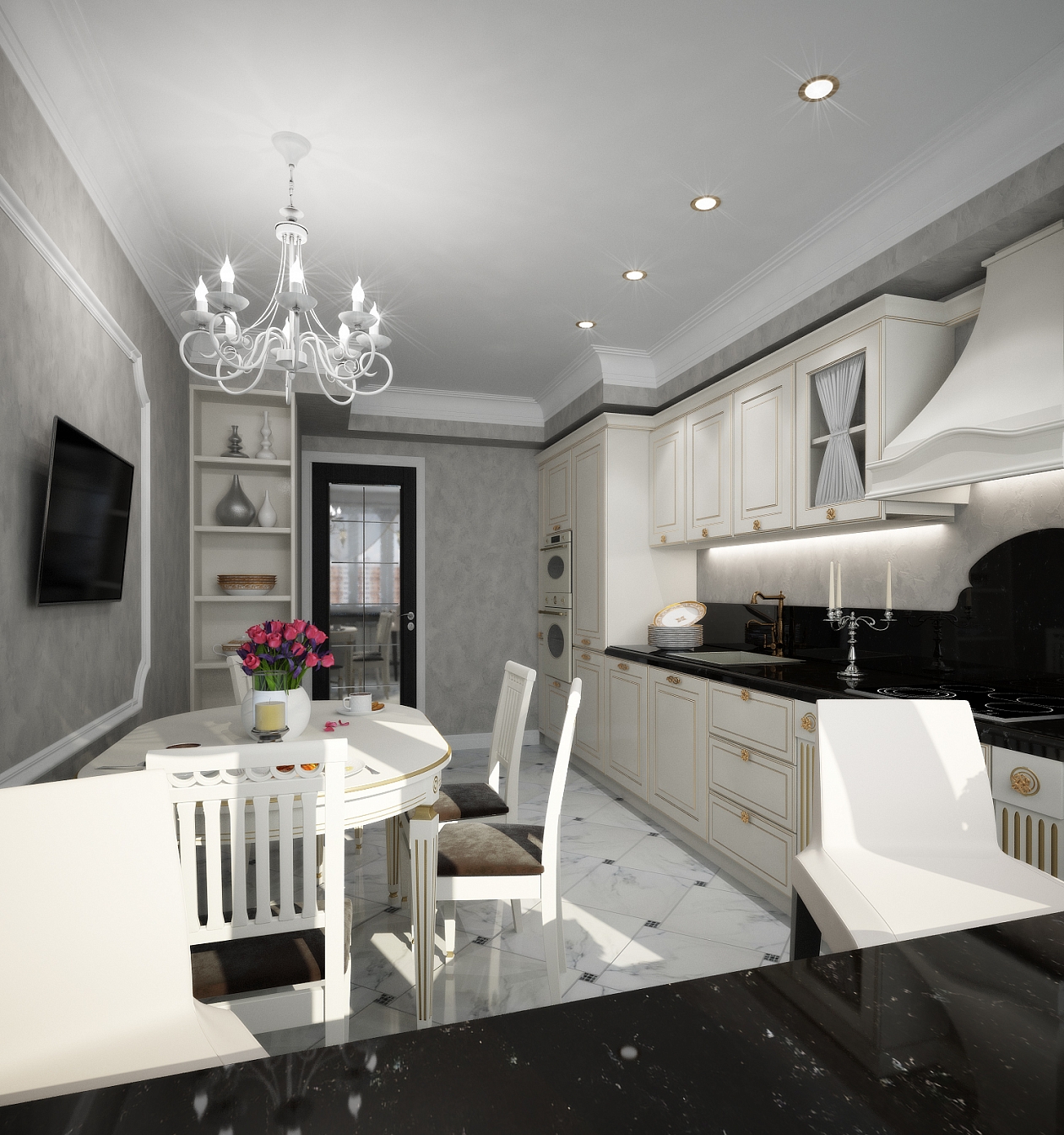 Дизайн проект интерьера квартиры на Тютчева: кухня, фото 4