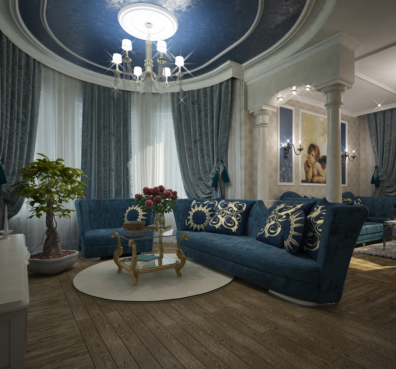 Разработка и реализация дизайн проекта коттеджа в поселке Ямное: каминный зал, фото 3 Разработка и реализация дизайн проекта коттеджа в поселке Ямное: каминный зал, фото 3