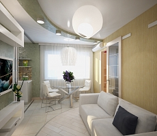 Разработка дизайна интерьера для квартиры на улице Таранченко: гостиная, фото 3