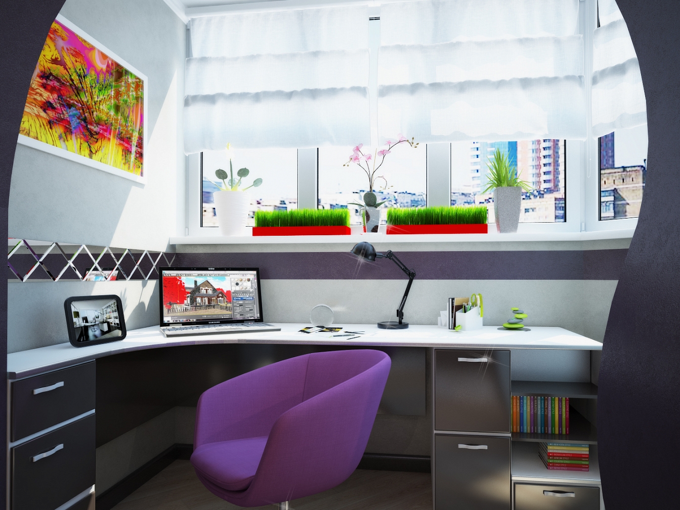 Разработка дизайна квартиры на Димитрова: кабинет, фото 2