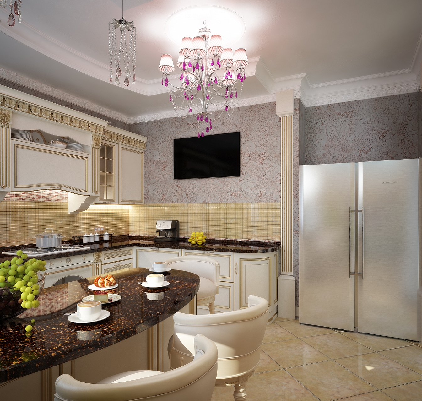 Разработка и реализация дизайн проекта коттеджа в поселке Ямное: кухня, фото 2 Разработка и реализация дизайн проекта коттеджа в поселке Ямное: кухня, фото 2