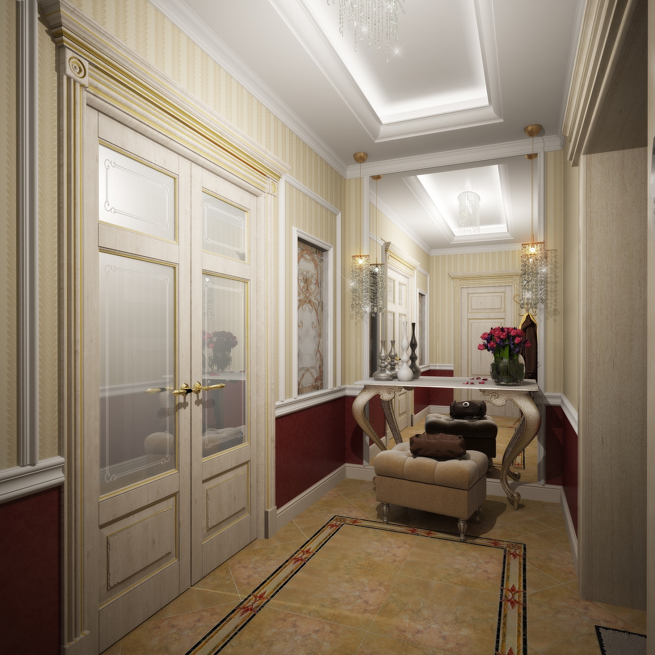 Разработка и реализация дизайн проекта коттеджа в поселке Ямное: прихожая, фото 1 Разработка и реализация дизайн проекта коттеджа в поселке Ямное: прихожая, фото 1