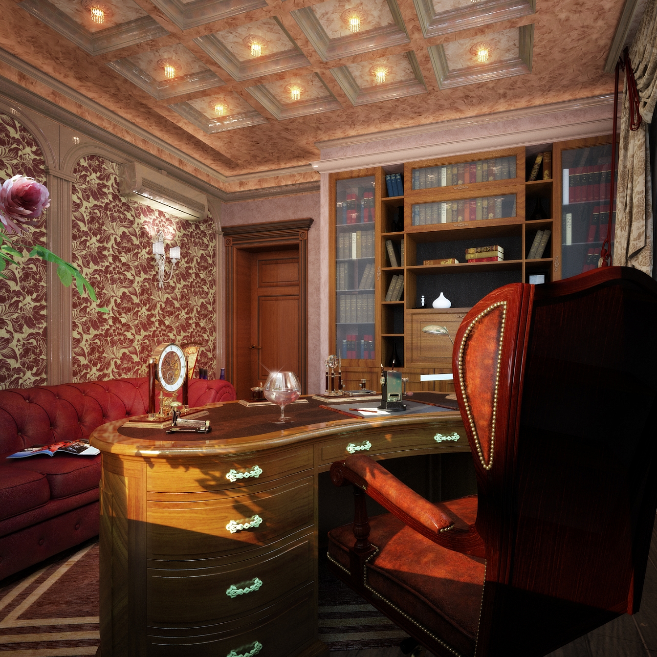 Разработка и реализация дизайн проекта коттеджа в поселке Ямное: кабинет, фото 1 Разработка и реализация дизайн проекта коттеджа в поселке Ямное: кабинет, фото 1