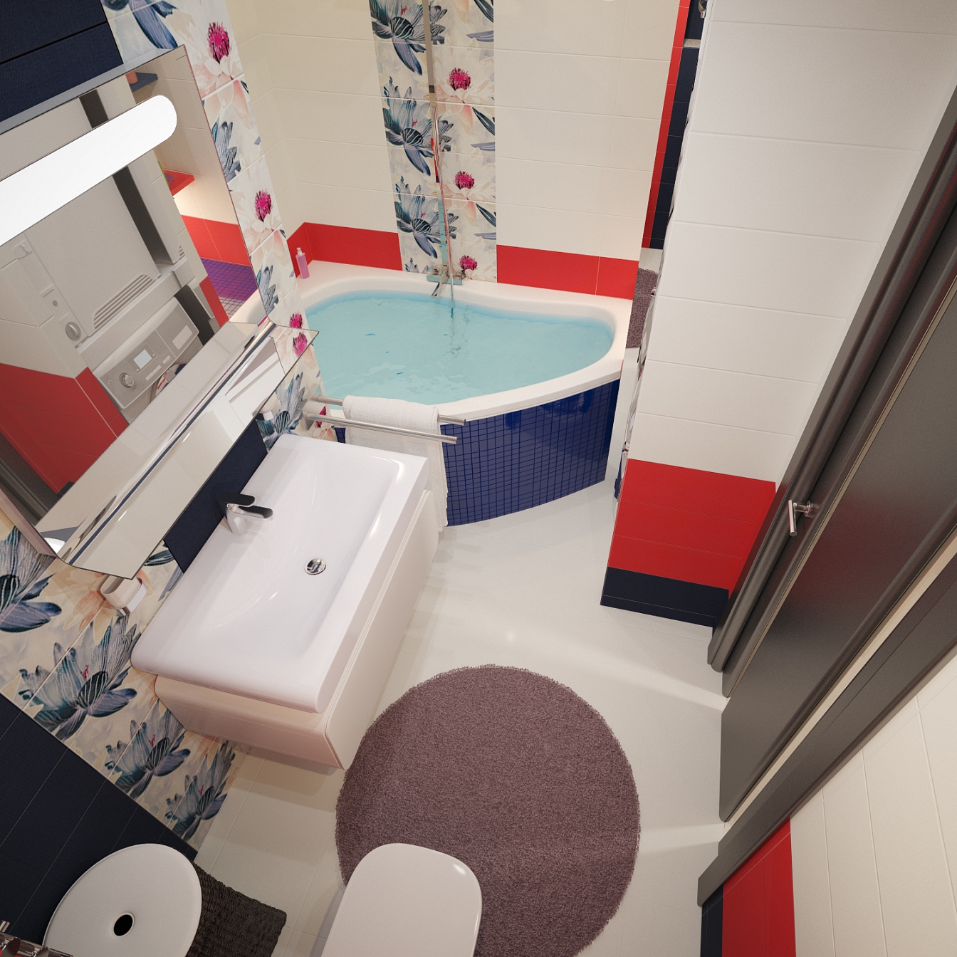 Разработка дизайна квартиры на Димитрова: ванная комната, фото 1