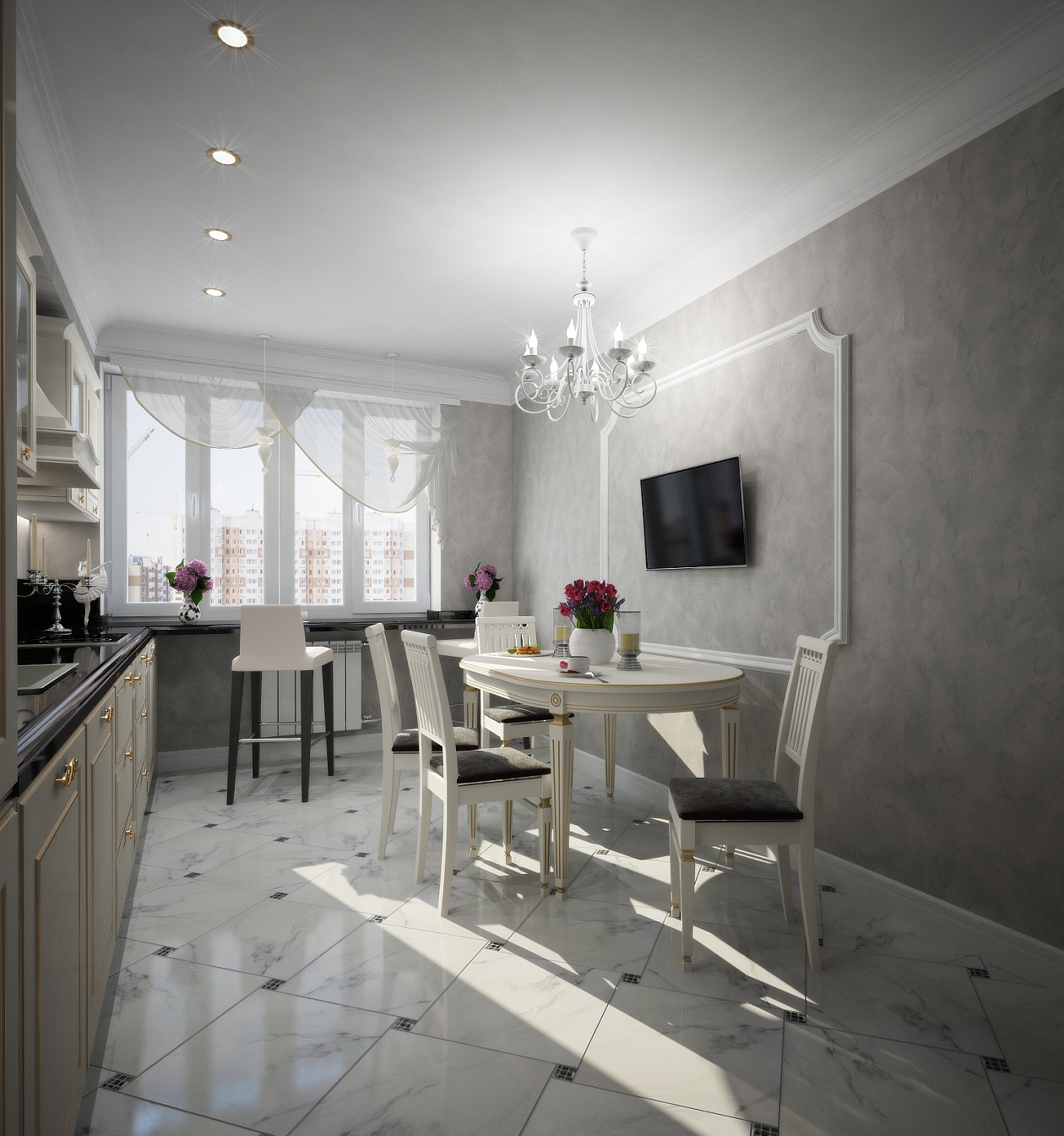 Дизайн проект интерьера квартиры на Тютчева: кухня, фото 3