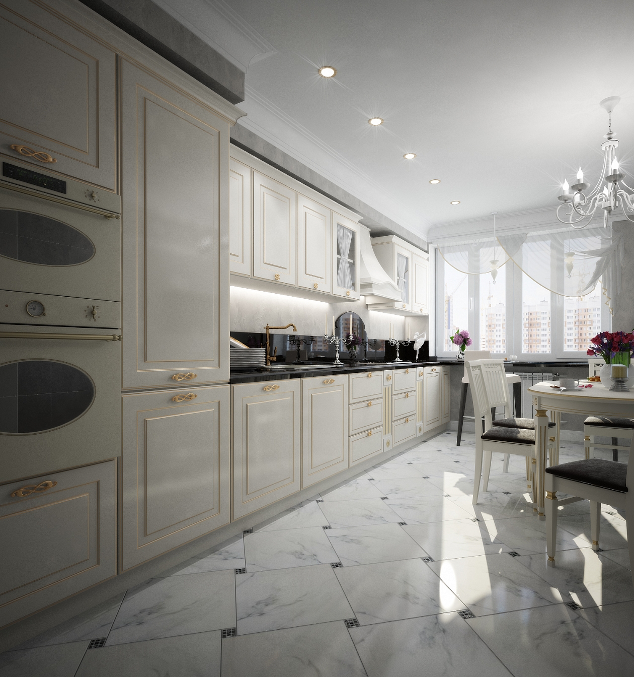 Дизайн проект интерьера квартиры на Тютчева: кухня, фото 1