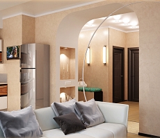 Разработка дизайна интерьера для квартиры на проспекте Патриотов: гостиная, фото 1