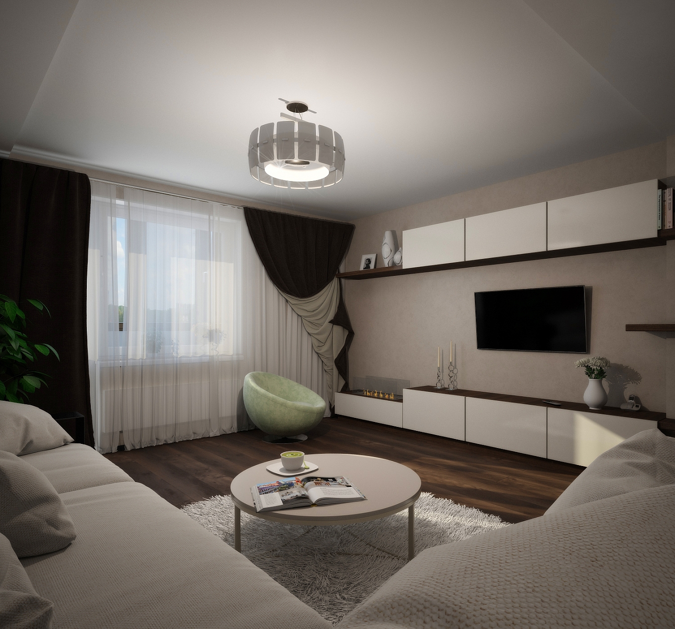 Дизайн проект квартиры на Олимпийском: гостиная, фото 3