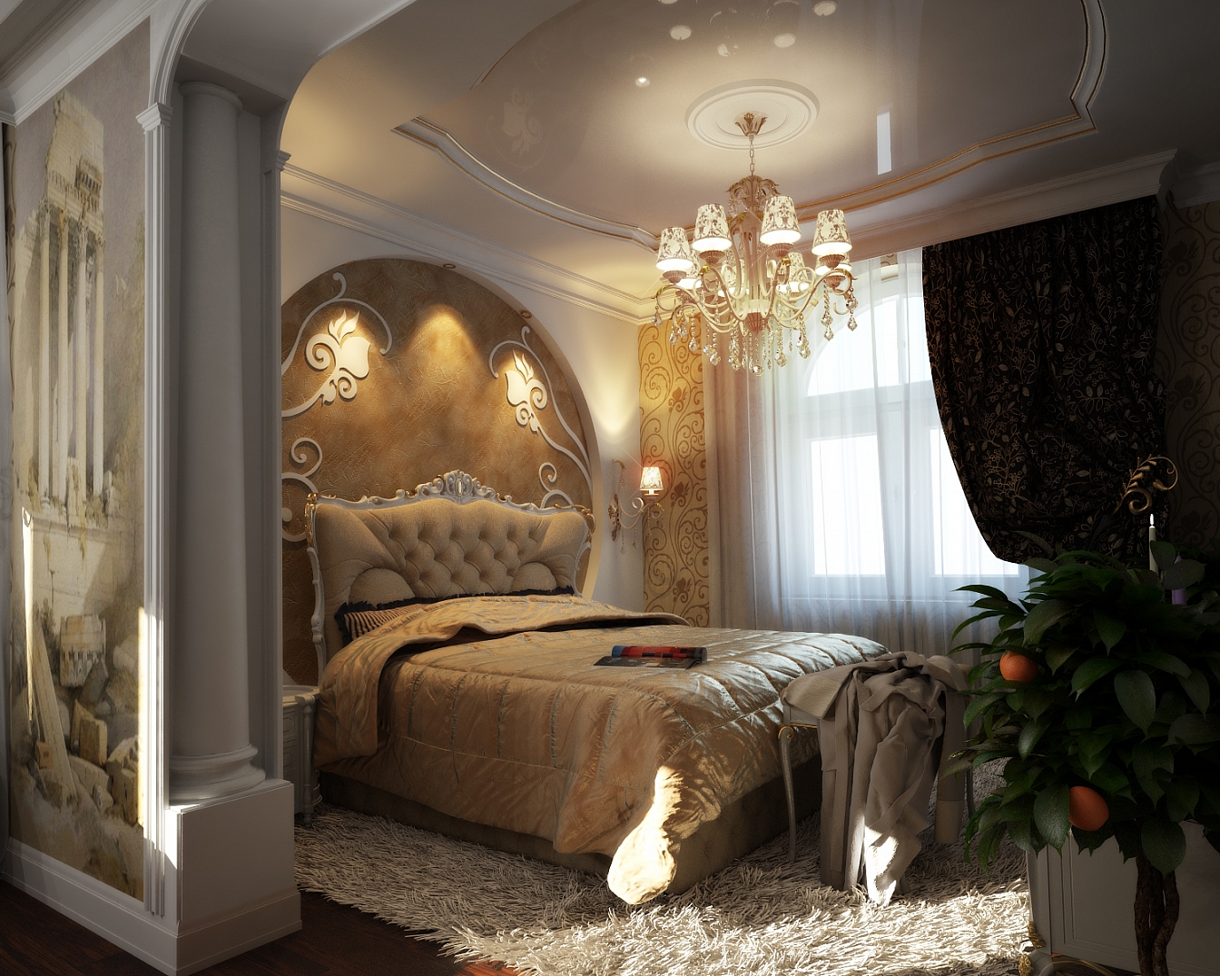 Разработка и реализация дизайн проекта коттеджа в поселке Ямное: спальня, фото 5 Разработка и реализация дизайн проекта коттеджа в поселке Ямное: спальня, фото 5