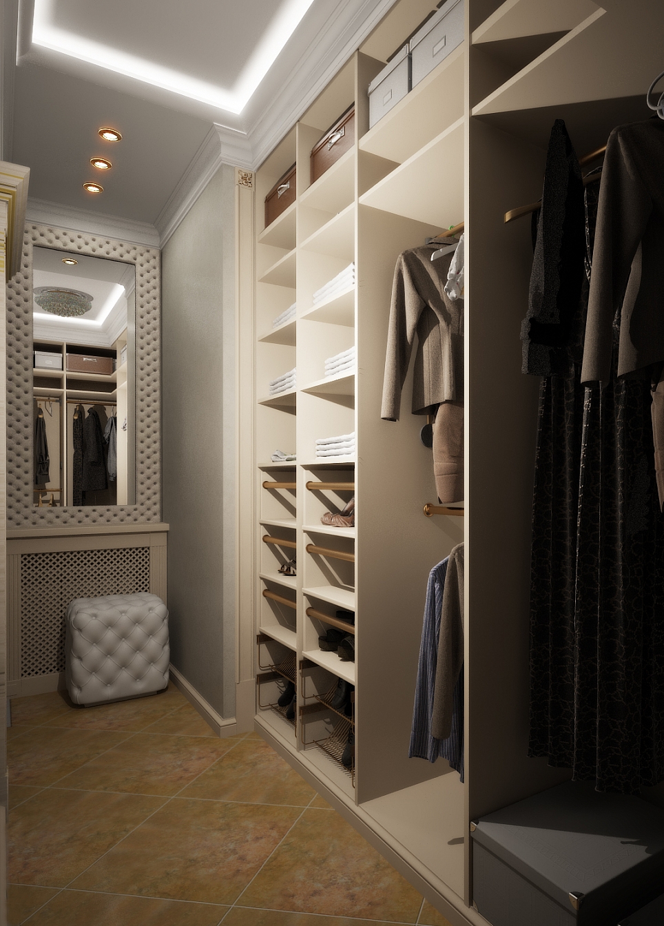 Разработка и реализация дизайн проекта коттеджа в поселке Ямное: гардеробная, фото 3 Разработка и реализация дизайн проекта коттеджа в поселке Ямное: гардеробная, фото 3