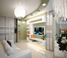 Разработка дизайна интерьера для квартиры на улице Таранченко: гостиная, фото 1