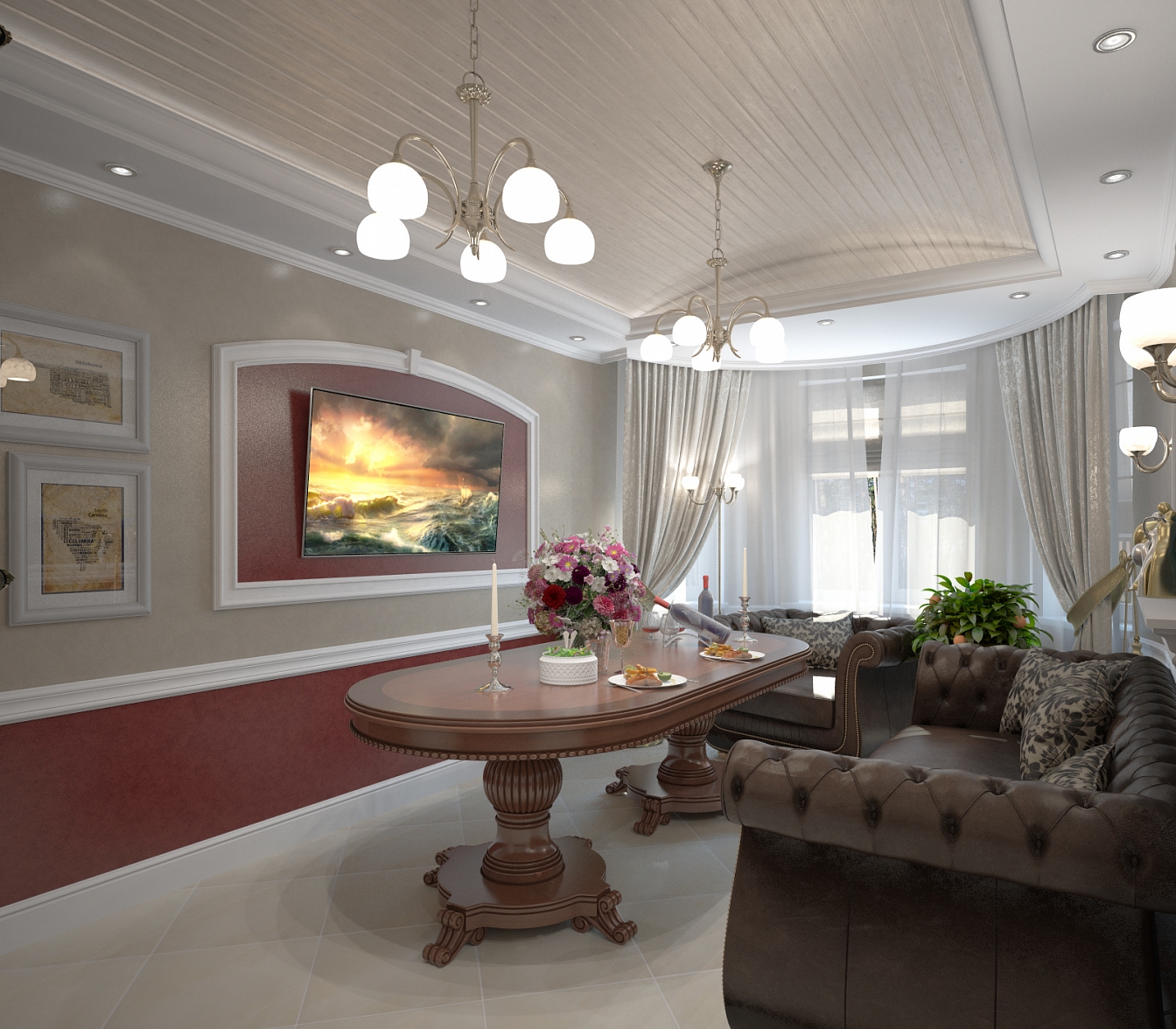 Разработка и реализация дизайн проекта коттеджа в поселке Ямное: гостиная, фото 1 Разработка и реализация дизайн проекта коттеджа в поселке Ямное: гостиная, фото 1