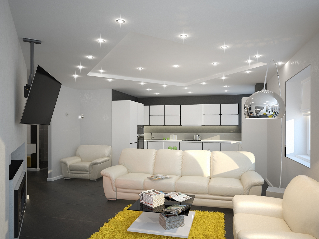 Дизайн проект квартиры на Кразнознаменной: гостиная, фото 1