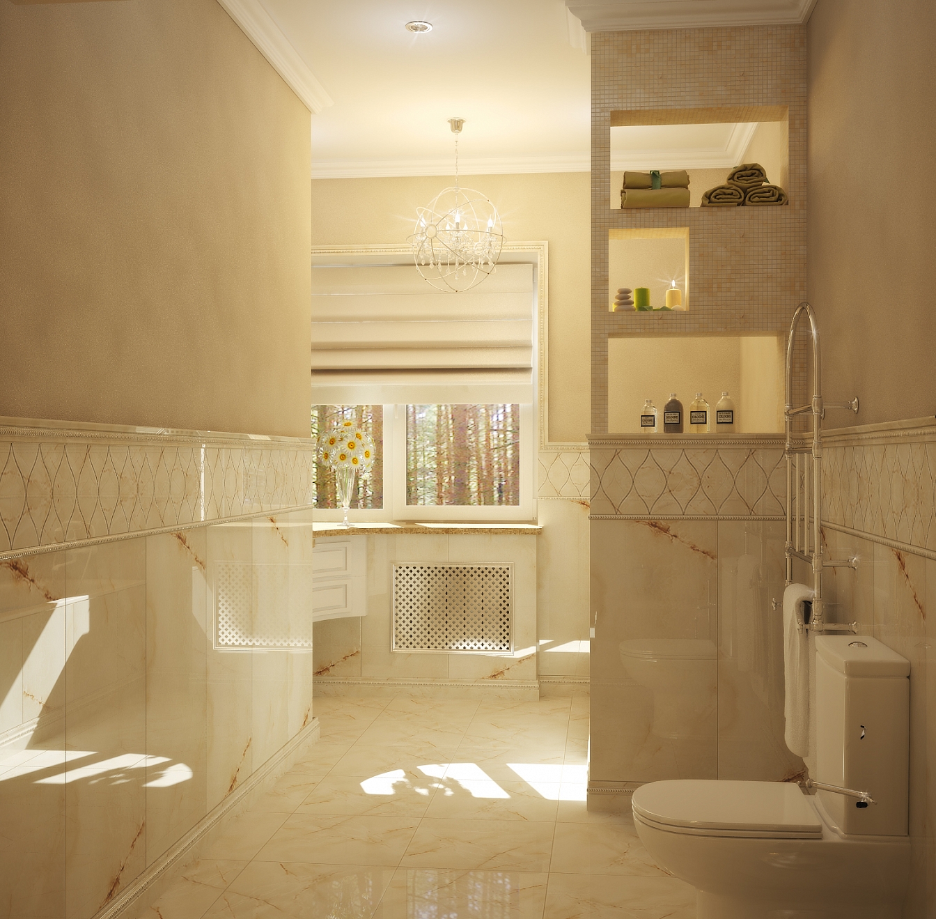 Разработка и реализация дизайн проекта коттеджа в поселке Ямное: туалет, фото 1 Разработка и реализация дизайн проекта коттеджа в поселке Ямное: туалет, фото 1