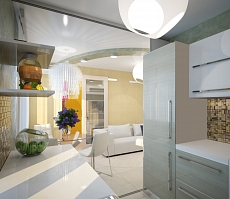 Разработка дизайна интерьера для квартиры на улице Таранченко: кухня, фото 1