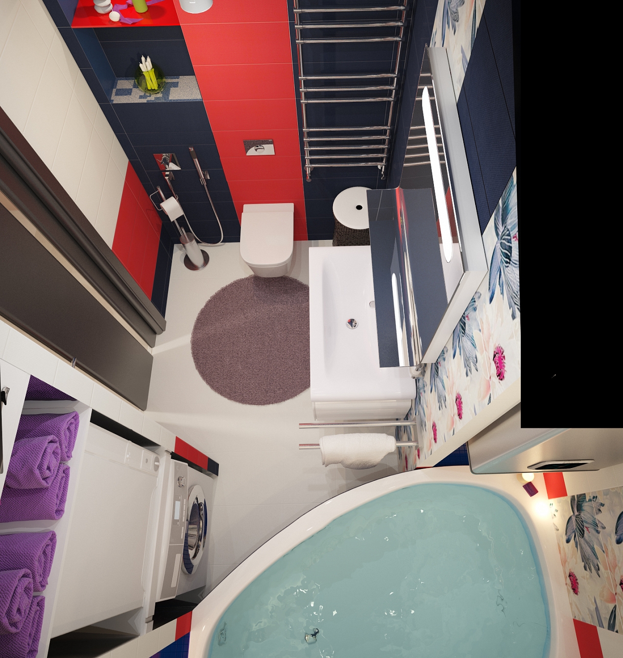 Разработка дизайна квартиры на Димитрова: ванная комната, фото 1