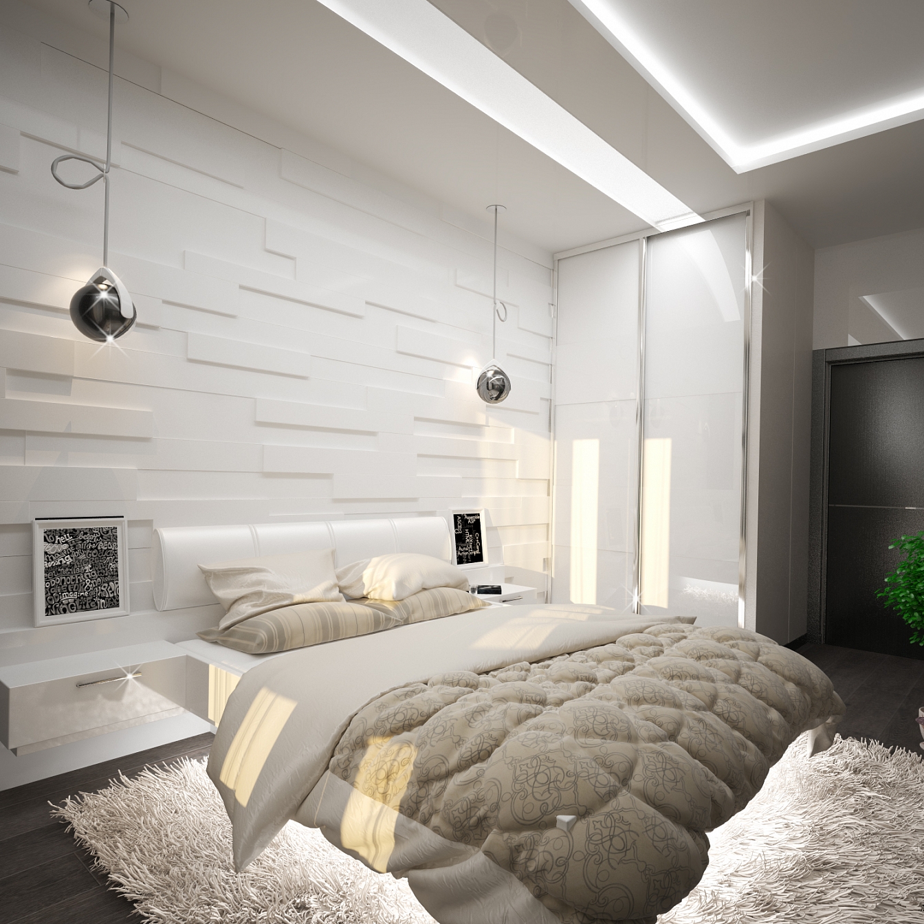 Разработка дизайна интерьера для квартиры на проспекте Патриотов: спальня, фото 3 Разработка дизайна интерьера для квартиры на проспекте Патриотов: спальня, фото 3