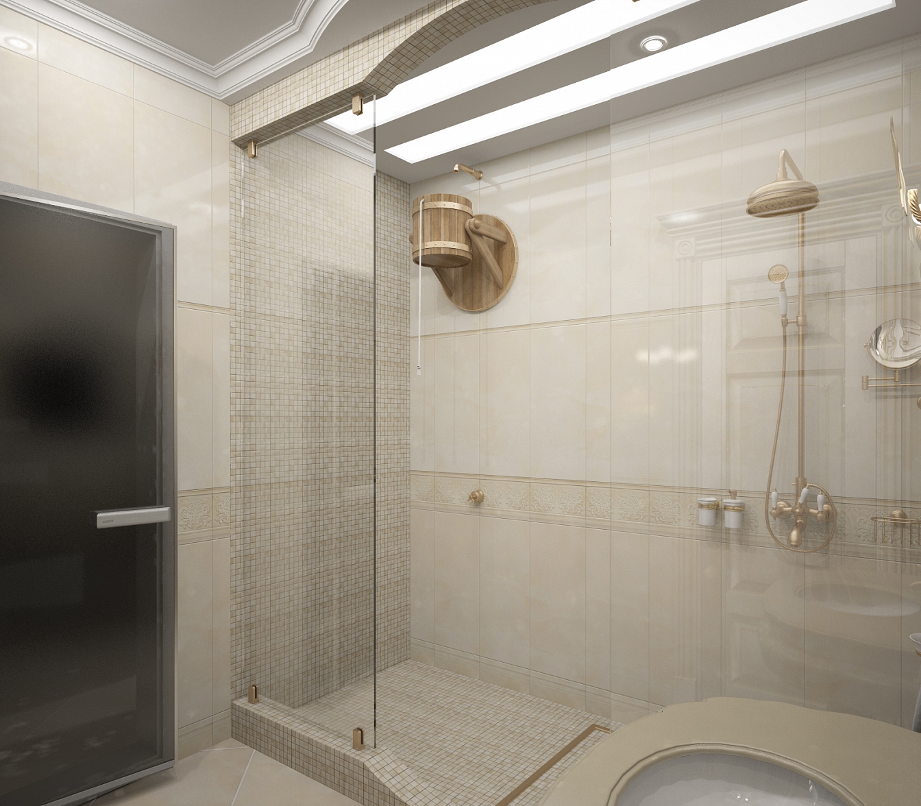 Разработка и реализация дизайн проекта коттеджа в поселке Ямное: душевая, фото 3 Разработка и реализация дизайн проекта коттеджа в поселке Ямное: душевая, фото 3