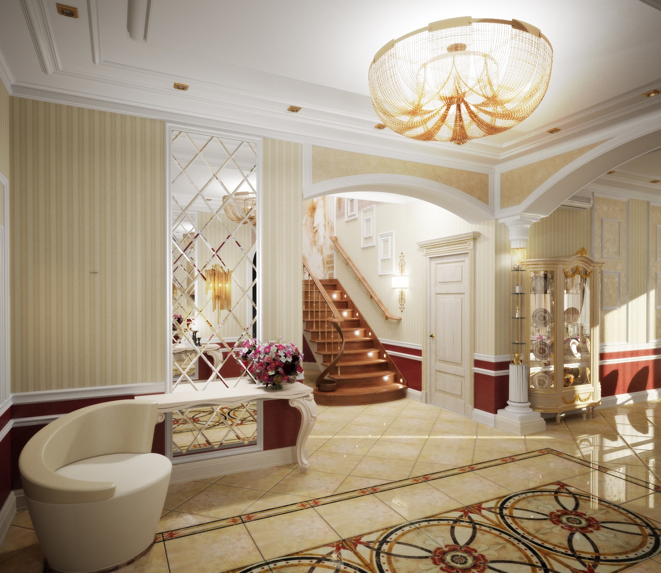 Разработка и реализация дизайн проекта коттеджа в поселке Ямное: лестница на второй этаж Разработка и реализация дизайн проекта коттеджа в поселке Ямное: лестница на второй этаж