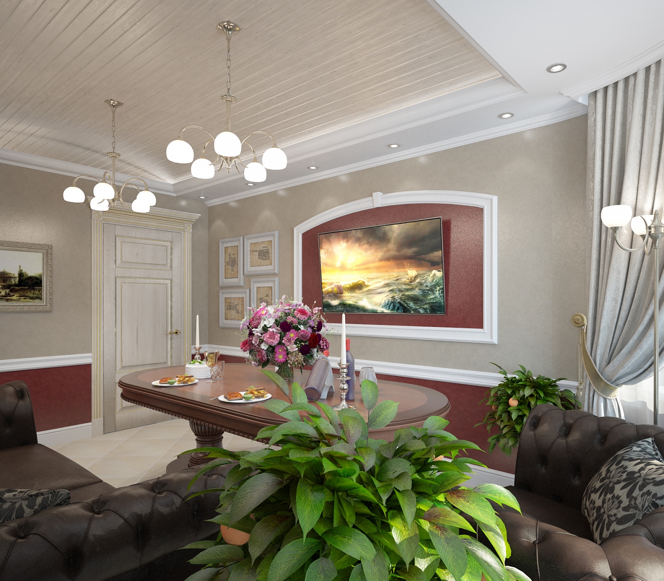 Разработка и реализация дизайн проекта коттеджа в поселке Ямное: гостиная, фото 4 Разработка и реализация дизайн проекта коттеджа в поселке Ямное: гостиная, фото 4