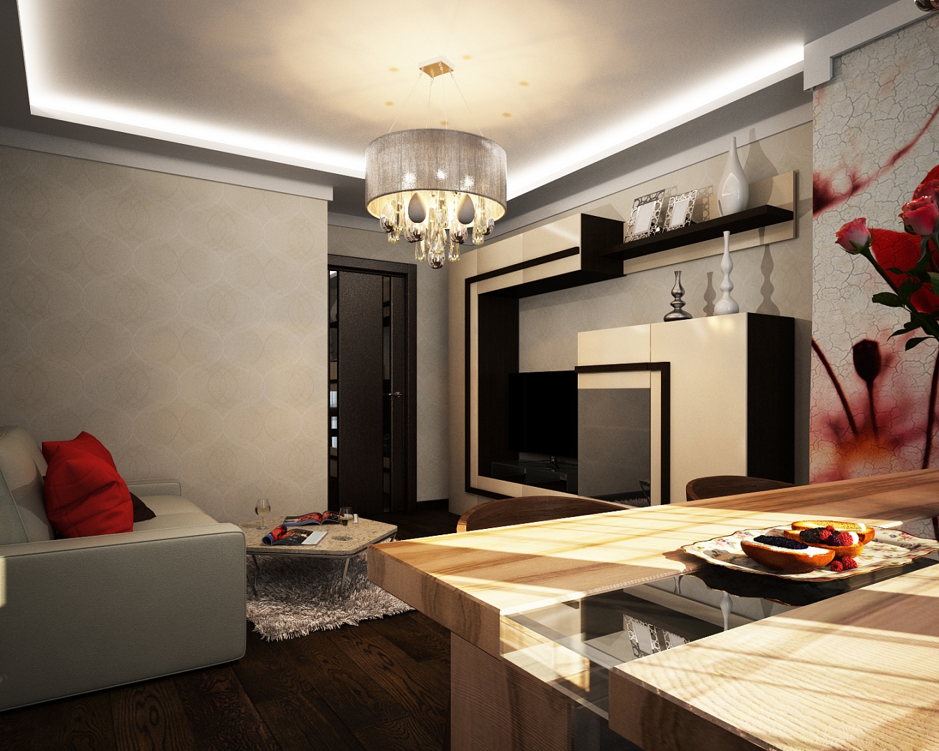 Разработка дизайна квартиры на Димитрова: гостиная, фото 2