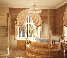 Разработка и реализация дизайн проекта коттеджа в поселке Ямное: ванная комната, фото 4